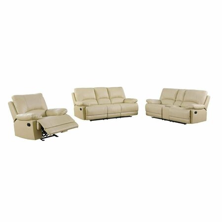 HOMEROOTS 76 x 40 x 41 in. Modern Beige Sofa Set with Console Loveseat 343904